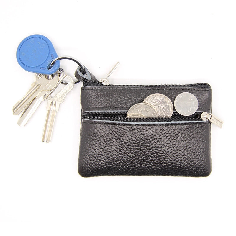 Women'S Solid Color Leather Coffee Royal Blue Apricot Zipper Wallets