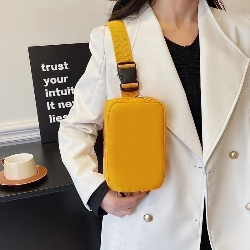 Women's Oxford Cloth Solid Color Classic Style Streetwear Sewing Thread Square Zipper Fanny Pack