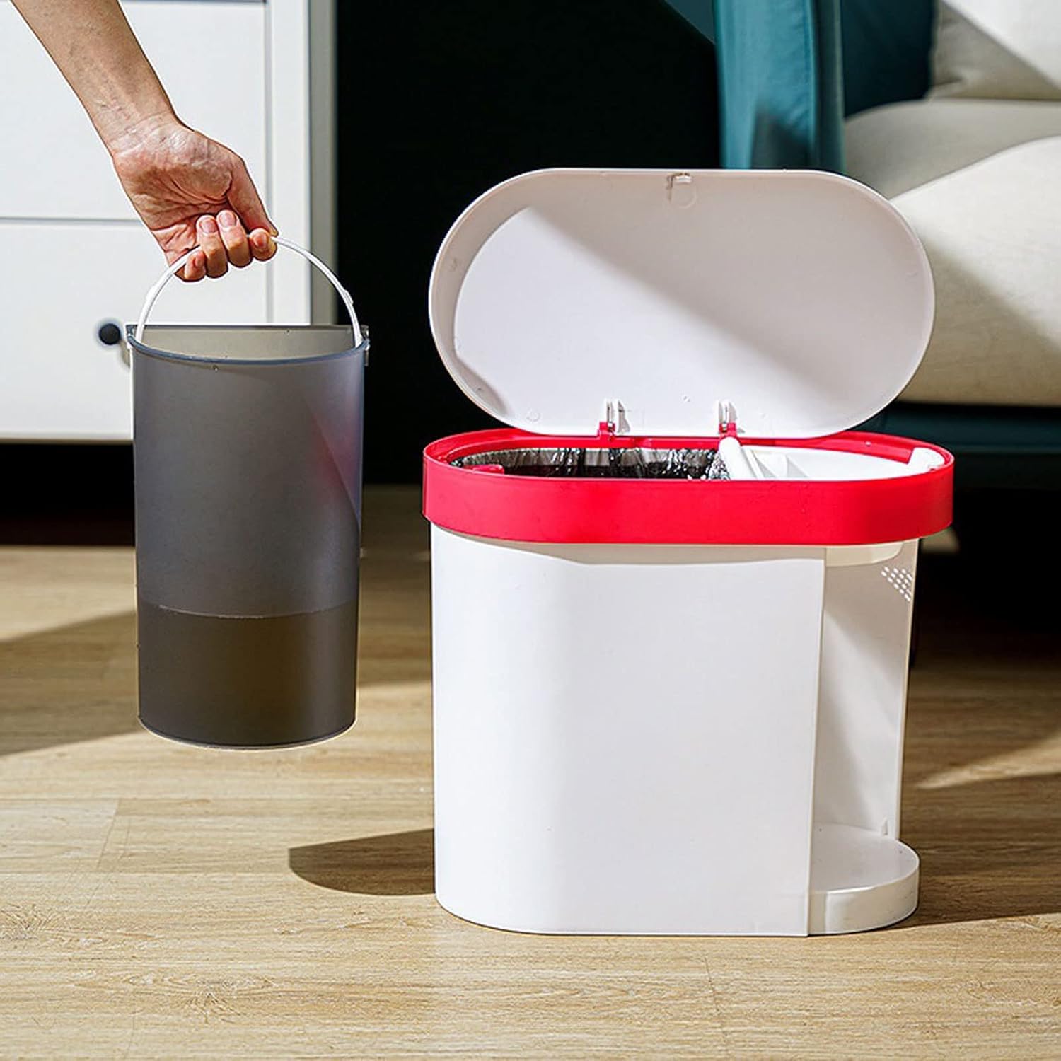 Waste Bin Household Garbage Can With Lid. Detachable Garbage Can