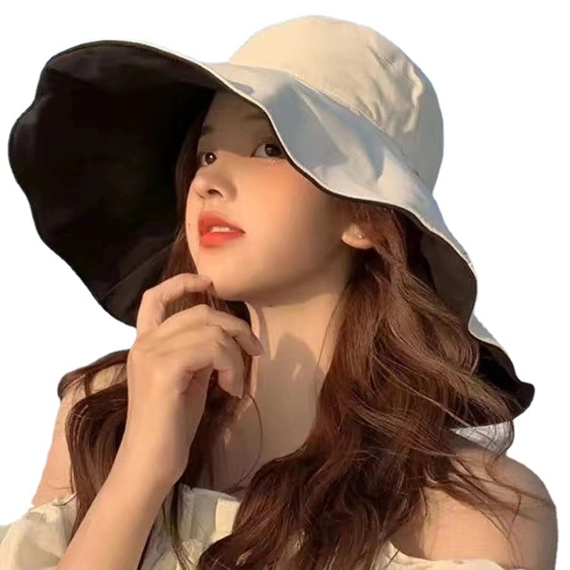 Unisex Minimalist Solid Color Wide Eaves Sun Hat