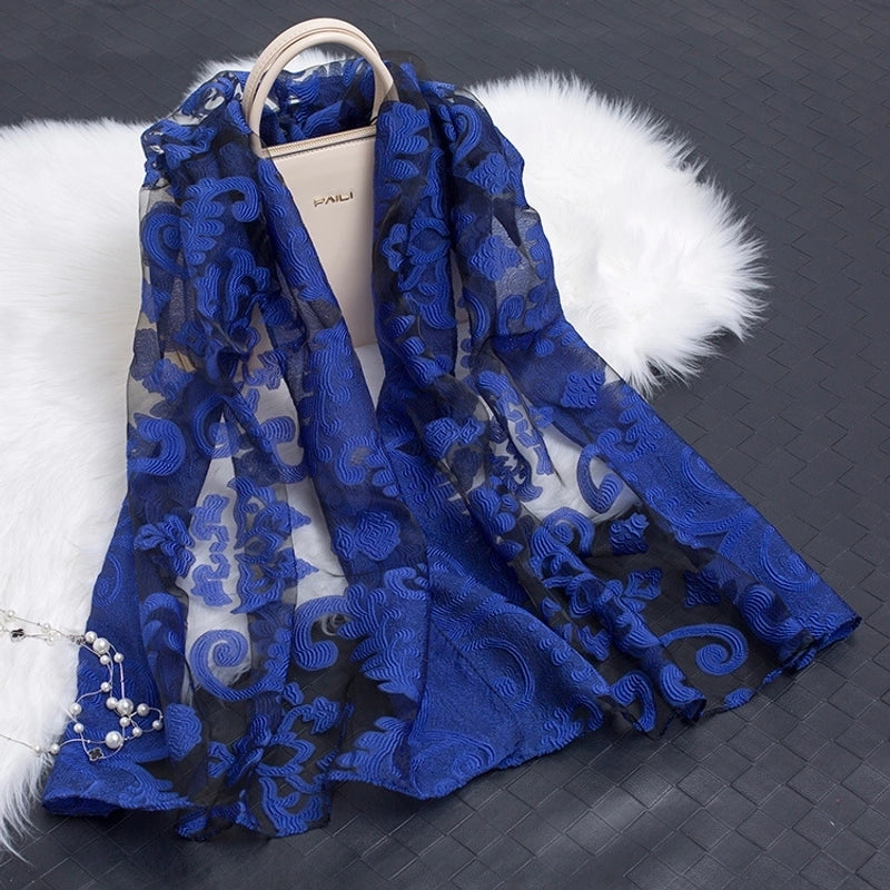 Women's Minimalist Color Block Organza Scarf