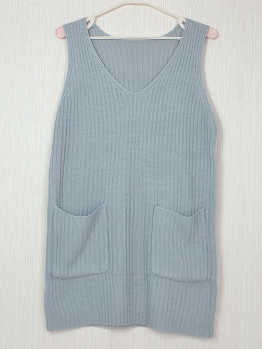 V Neck Sleeveless Knit Vest