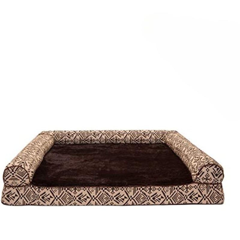 Pet Bed for Dogs and Cats - Plush and Southwest Kilim Decor Sofa-Style Cooling Gel Foam Dog Bed