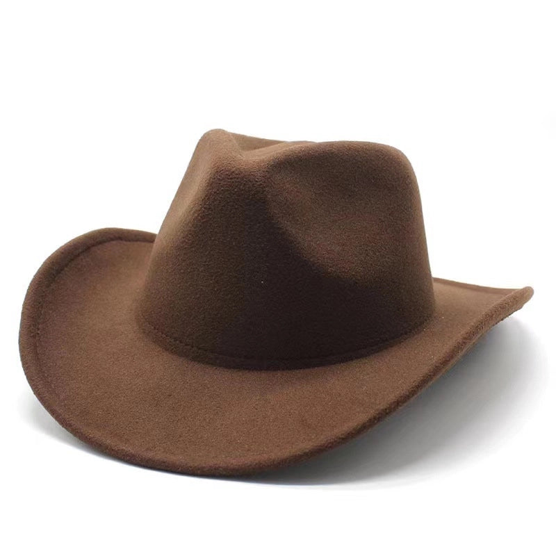 Top Hat Western Cowboy Hat Rolled Eaves Bump Top Retro Riding Hat Men's And Women's Woolen Felt Hat
