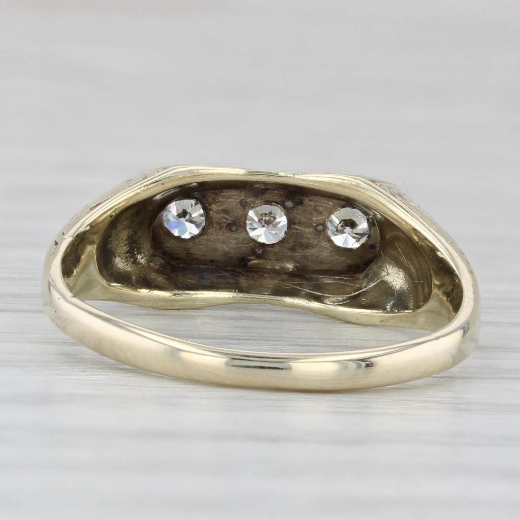 Vintage 0.16ctw Diamond 3-Stone Ring 14k Yellow Gold Size 5.25 Bridal
