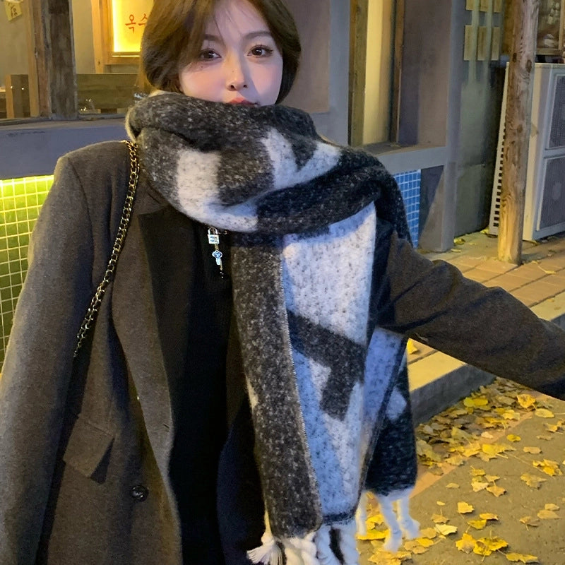 Circle Yarn Scarf Atmosphere Big Tassel Casual Outdoor Warm Fashion All-matching Scarf For Women