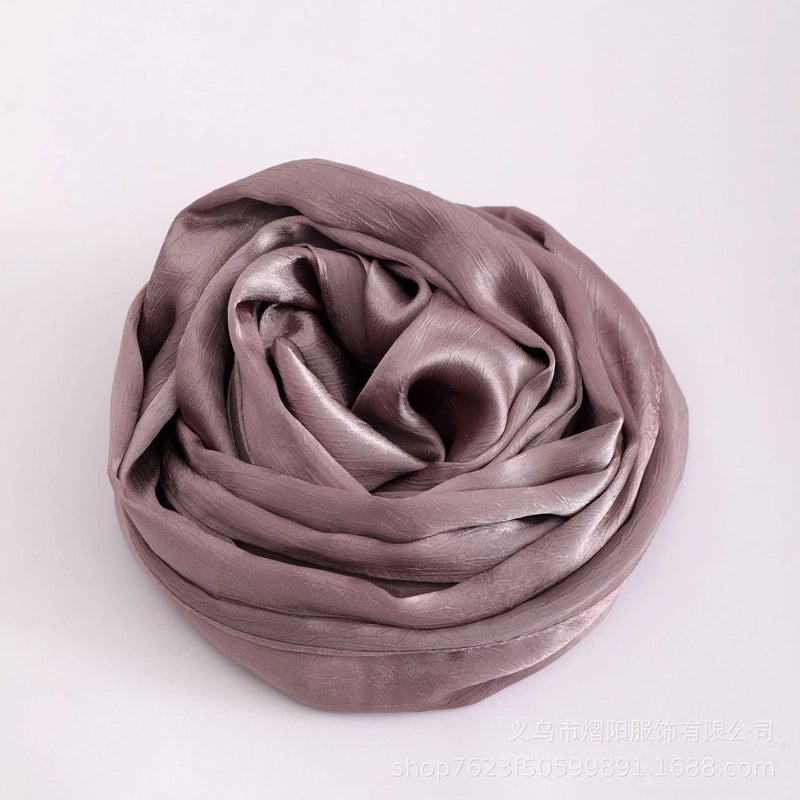 Textured Satin Hijab New Bark Wrinkle Texture Satin Scarf Malay Headscarf Shawl Silk Scarf