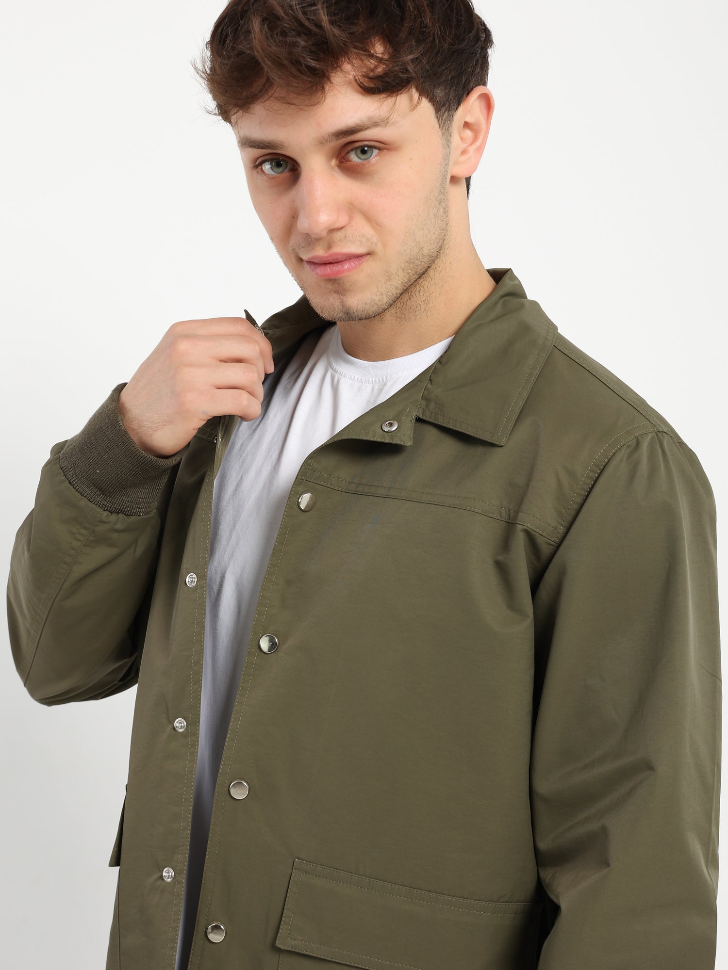 Oversized Jacket with Snaps and Large Pockets