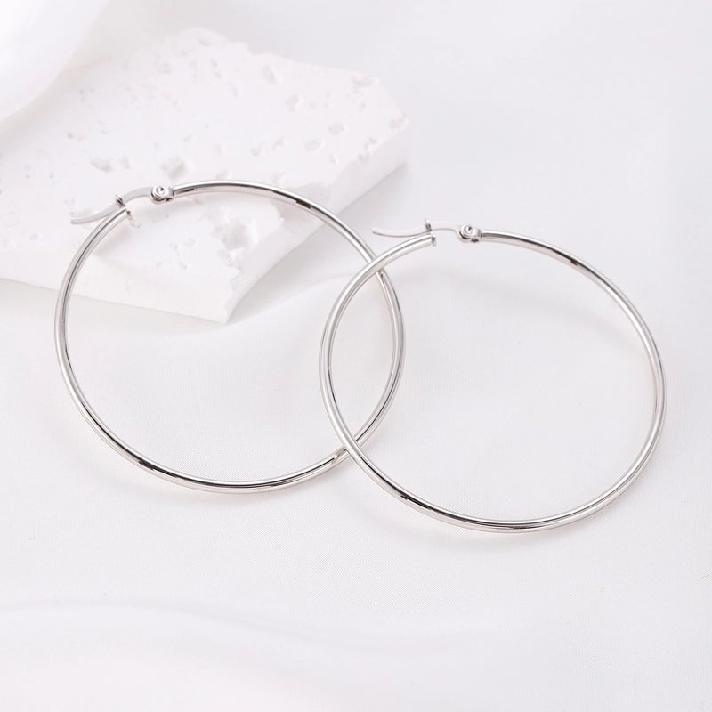 Vintage Style Modern Style Minimalist Round Titanium Steel 18K Gold Plated Hoop Earrings