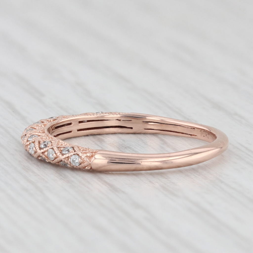 0.12ctw Diamond Stackable Ring 10k Rose Gold Wedding Anniversary Band IGL