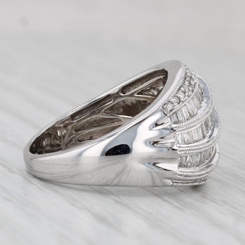 1.56ctw Diamond Curved Channel Set Ring 14k White Gold Size 7.25
