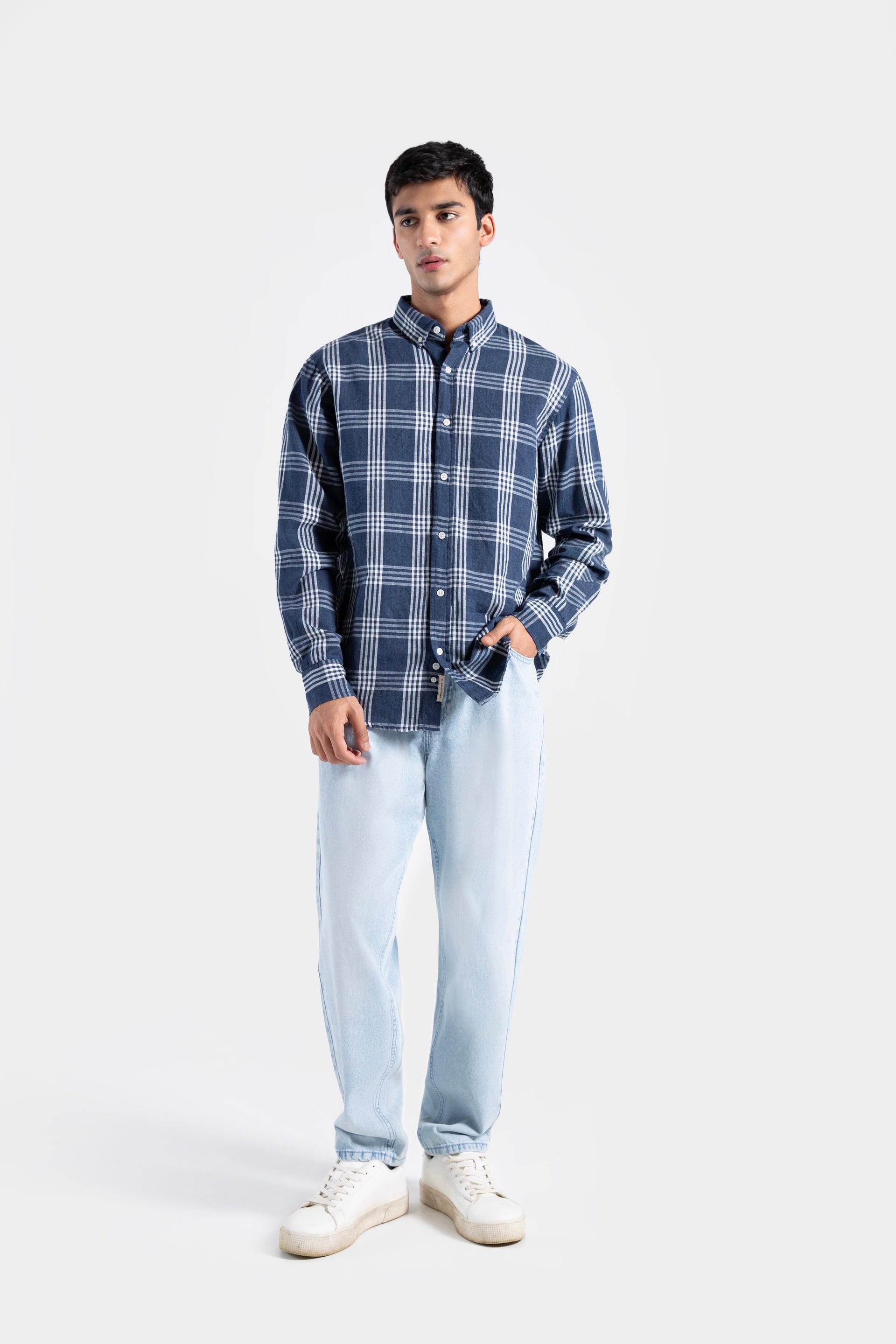 Cotton Linen Checkered Shirt