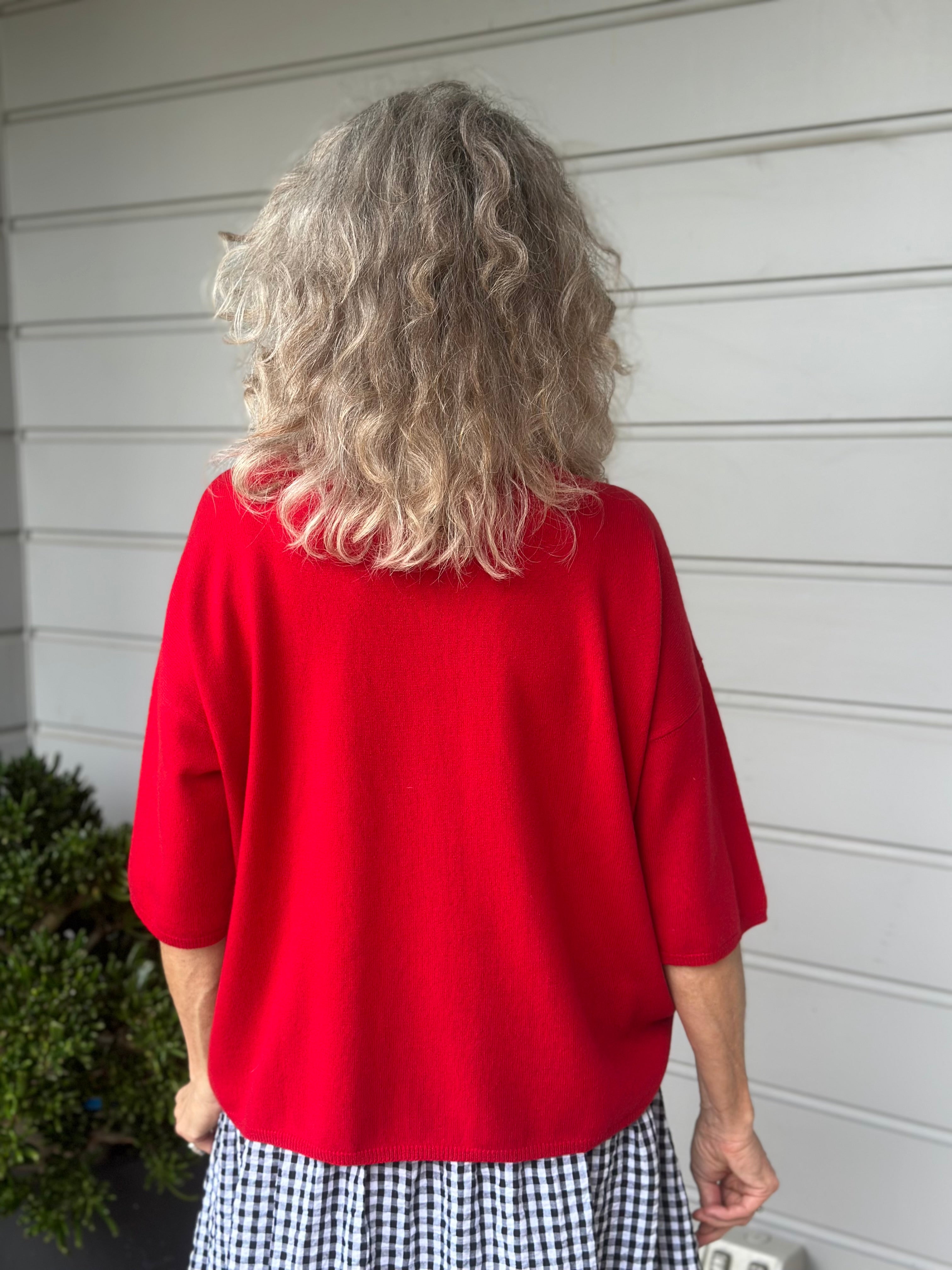 cashmere top-winter red