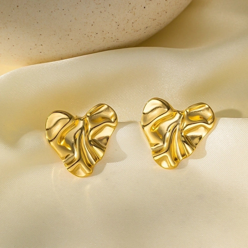 1 Pair Basic Minimalist Irregular Heart Shape Plating Titanium Steel Ear Studs