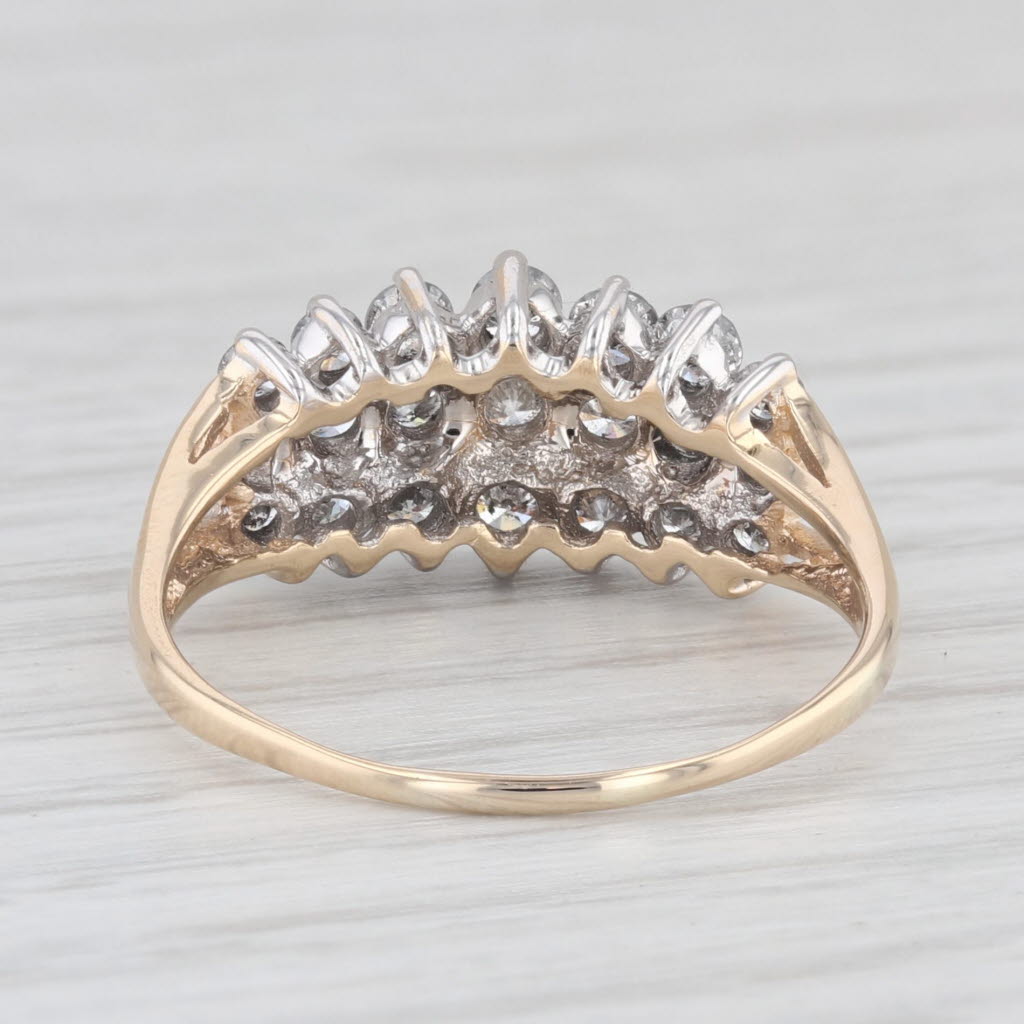 0.98ctw Diamond Cluster Ring 14k Yellow Gold Size 8