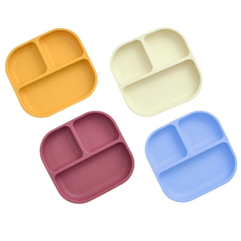 Silicone Plate Food Grade Complementary Food Sucker Bowl Square  Tableware Thickened Drop-resistant Tableware