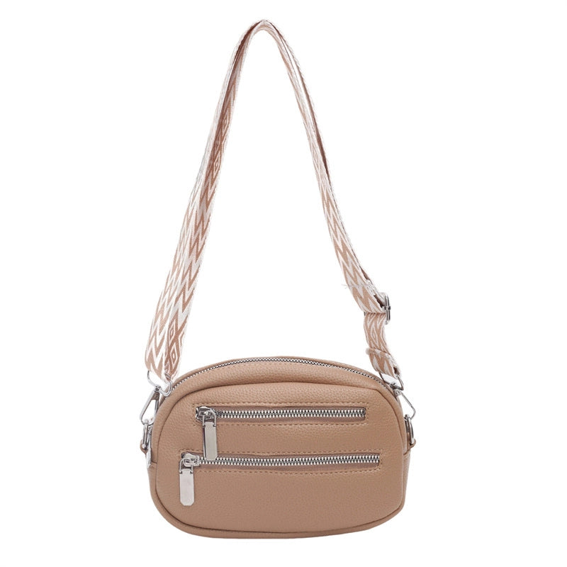 Women's PU Solid Color Elegant Basic Streetwear Sewing Thread Square Zipper Shoulder Bag