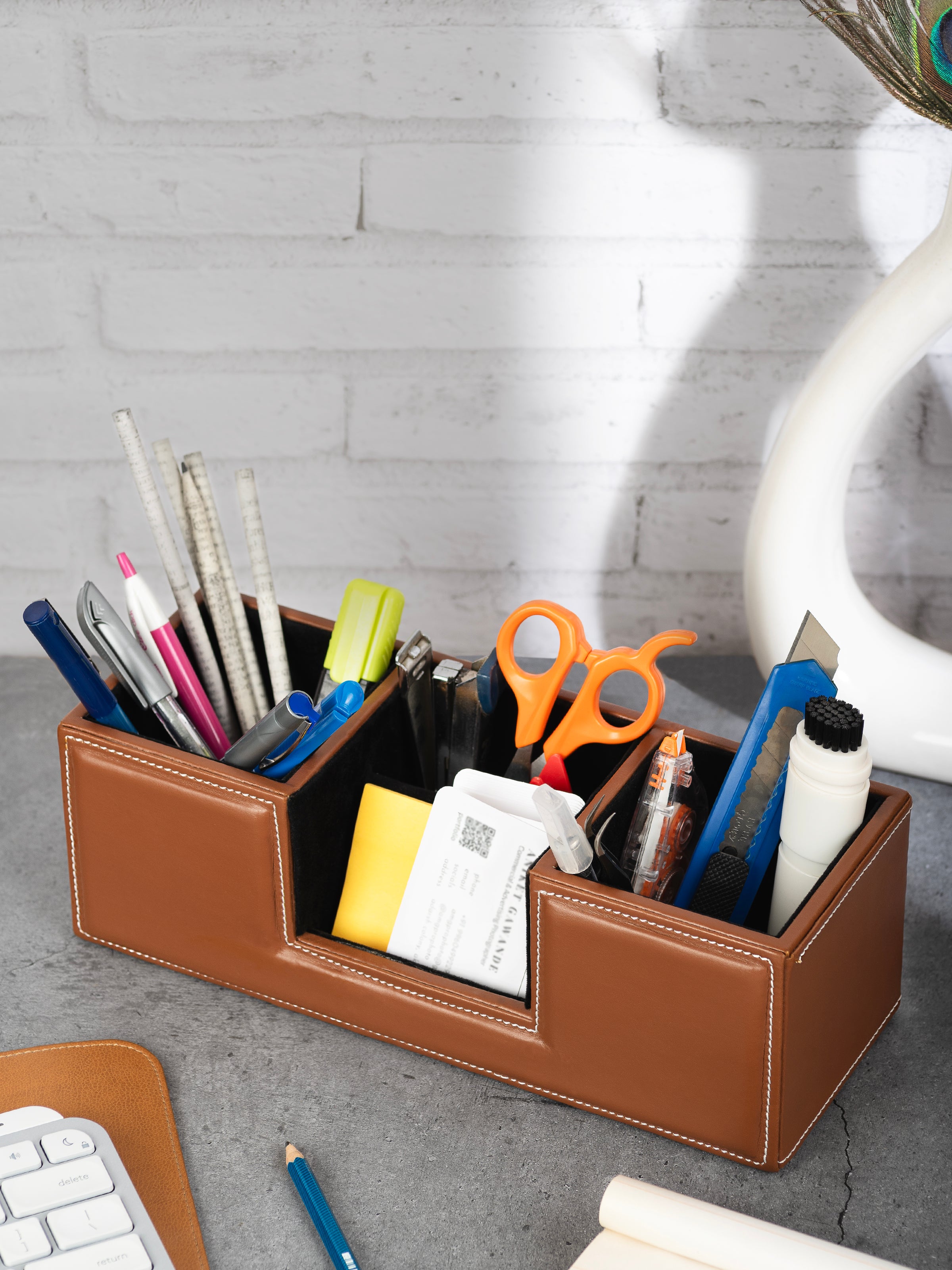 Leather Desk Organiser