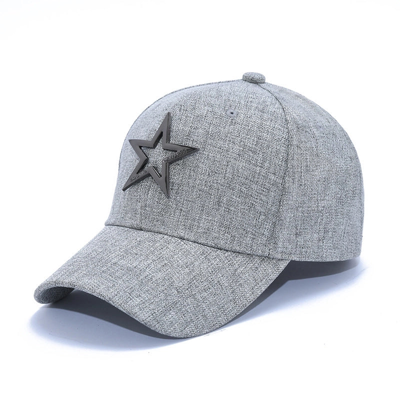 Men's Basic Minimalist Star Metal Curved Eaves Baseball Cap