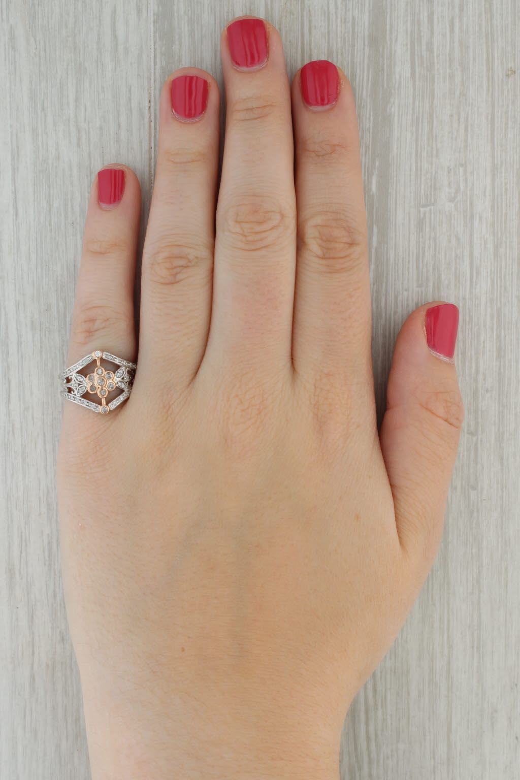 0.33ctw Diamond Flower Cluster Ring 14k Yellow White Gold Size 7 Cocktail