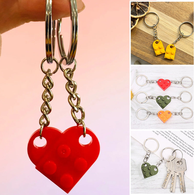 Cute Heart Shape Matching Brick Keychain For Couples