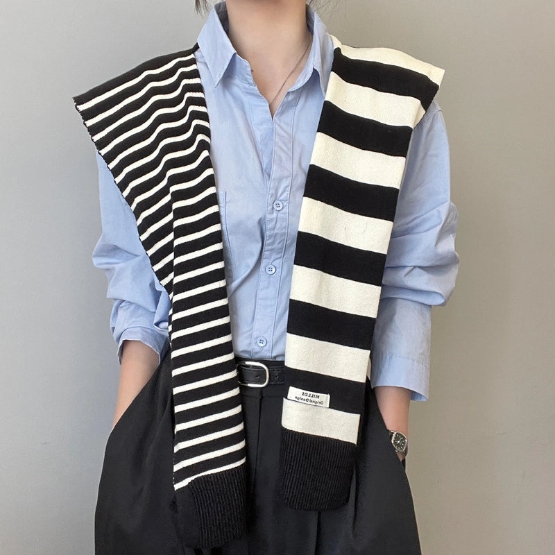 Unisex Casual Minimalist Stripe Polyester Shawl