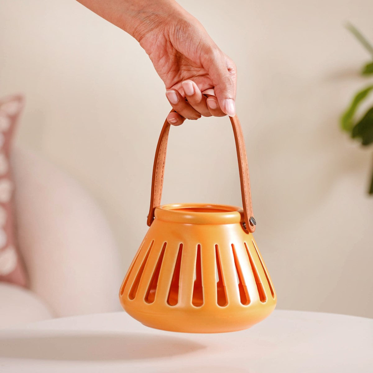 Ceramic Lantern With Handle Set of 2