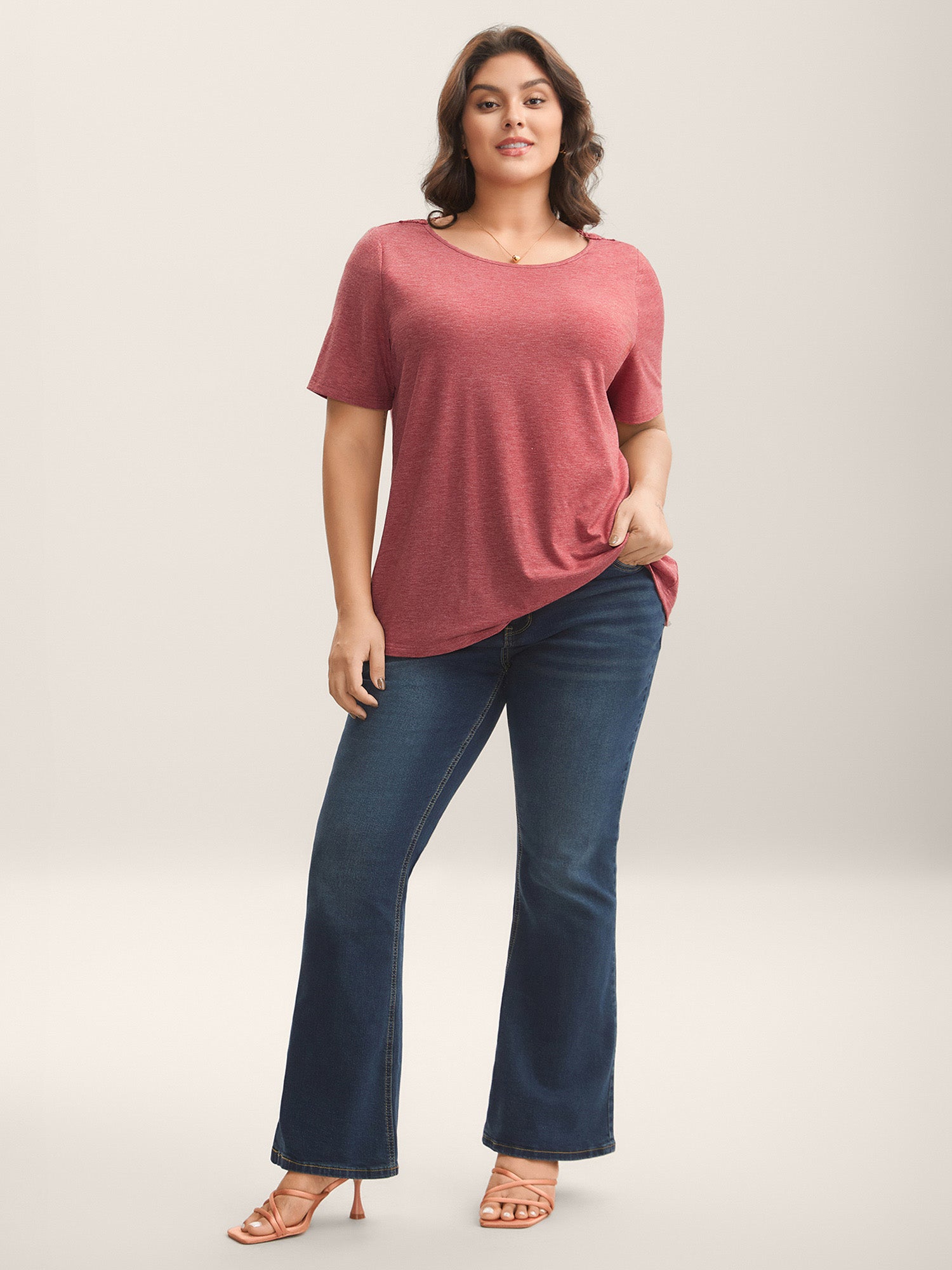 Stretchy Floral Backless Plain T-Shirt