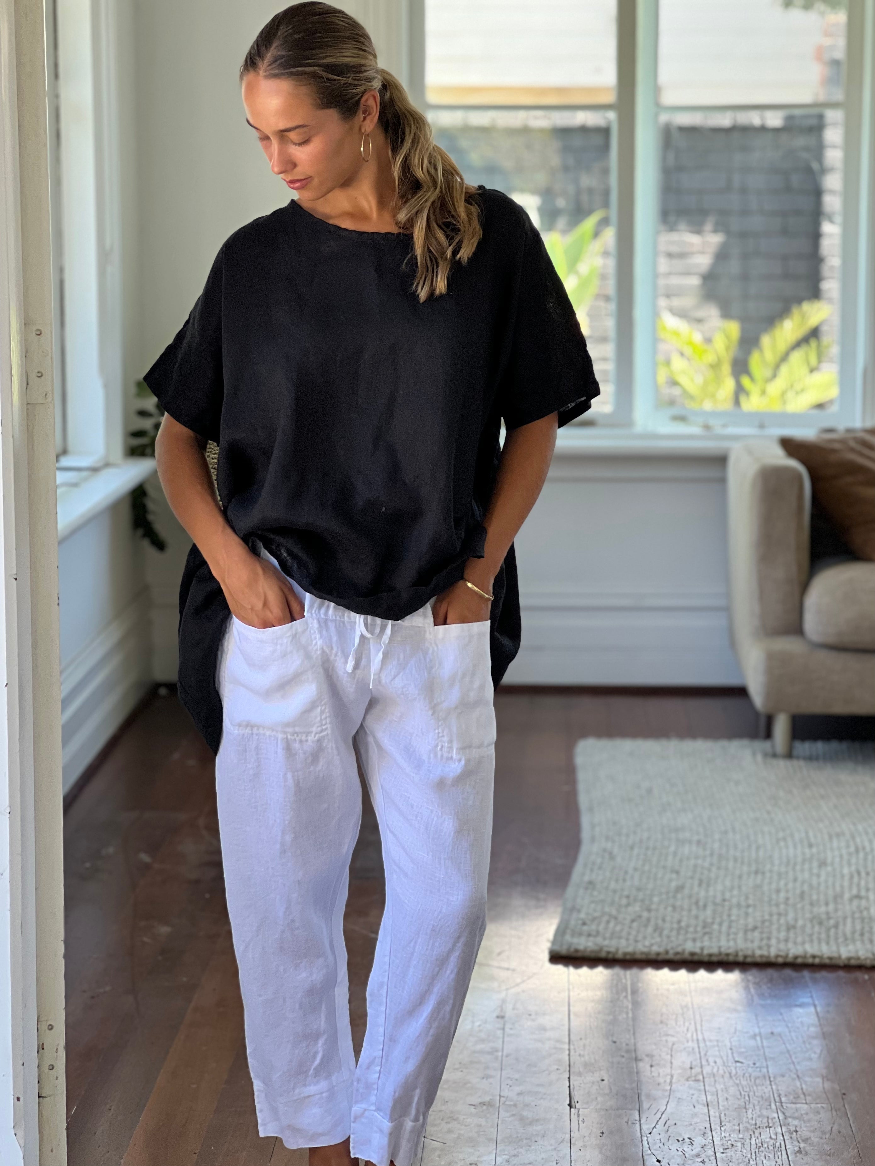 rachael top - black linen