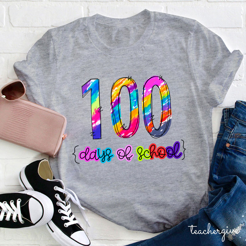 Crayon Colorful 100 Days Of School Teacher T-Shirt