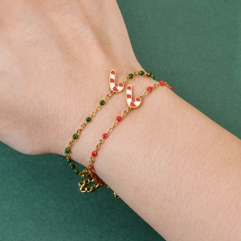 Cartoon Style Cute Candy Stainless Steel Bracelets In Bulk Christmas