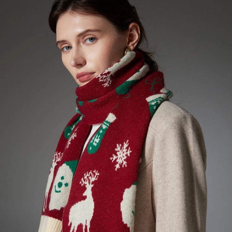 Women's Casual Sweet Snowflake Elk Imitation Cashmere Scarf
