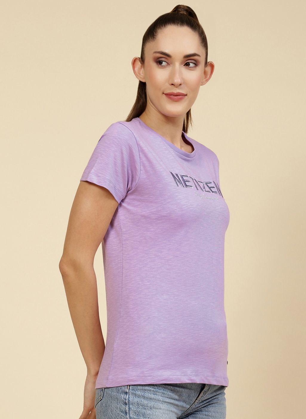 Women Purple Embroidered Top