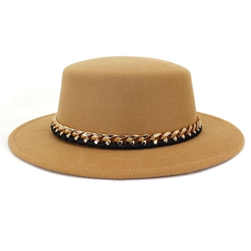 Retro Small Edge Flat Top Hat Fashion Style Autumn And Winter Woolen Hat