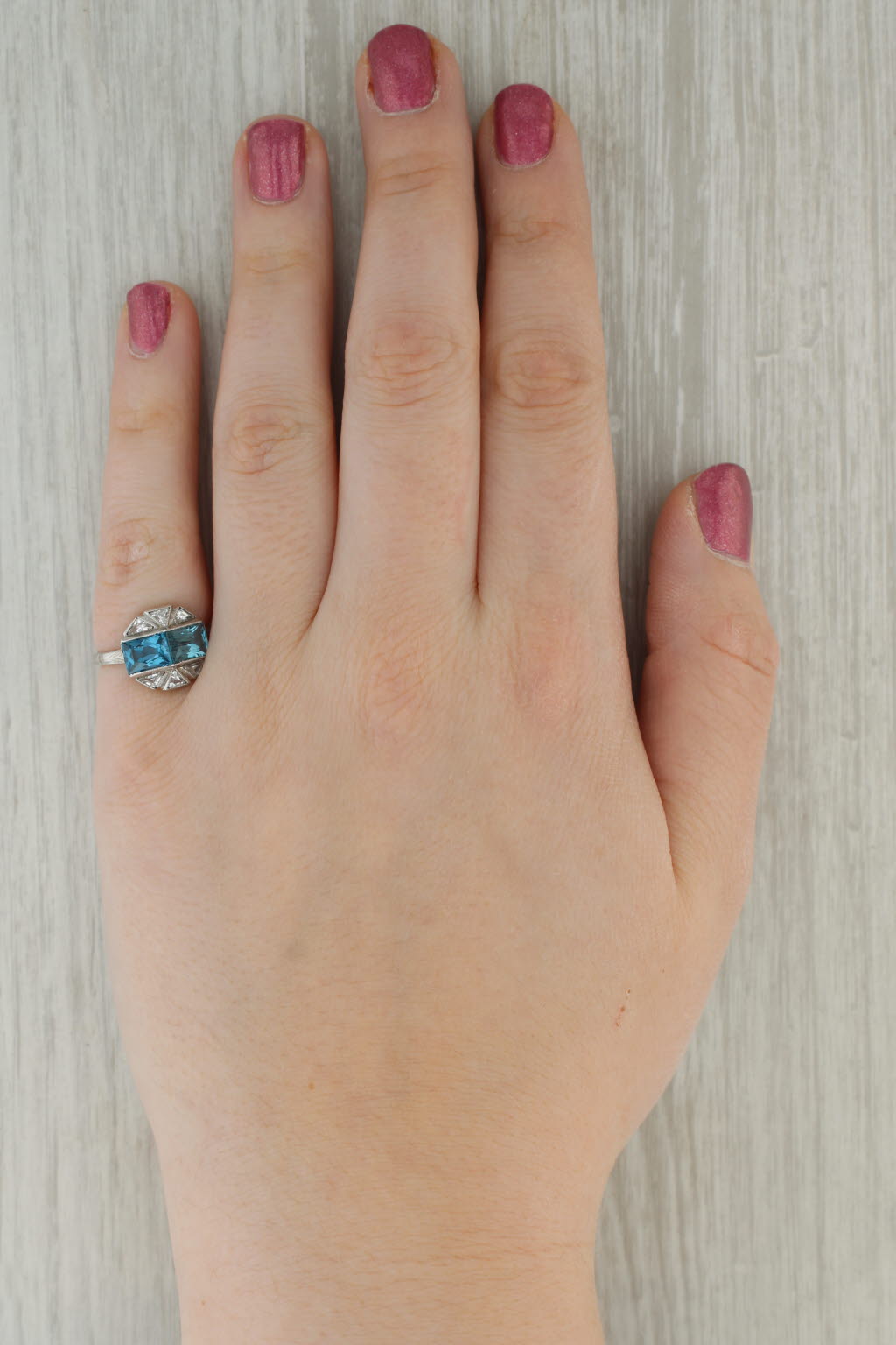 Vintage 3.10ctw Lab Created Blue Spinel white Sapphire Ring 14k Gold Size 5.5