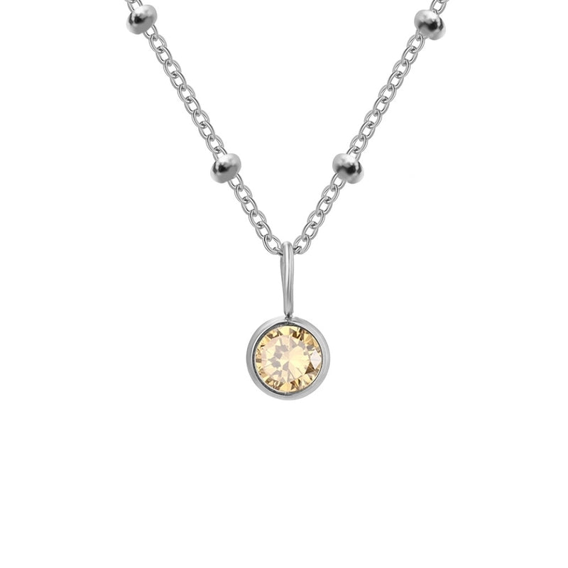 Minimalist Classic Style Geometric 316L Stainless Steel  Rhinestones Inlay Stainless Steel Necklaces