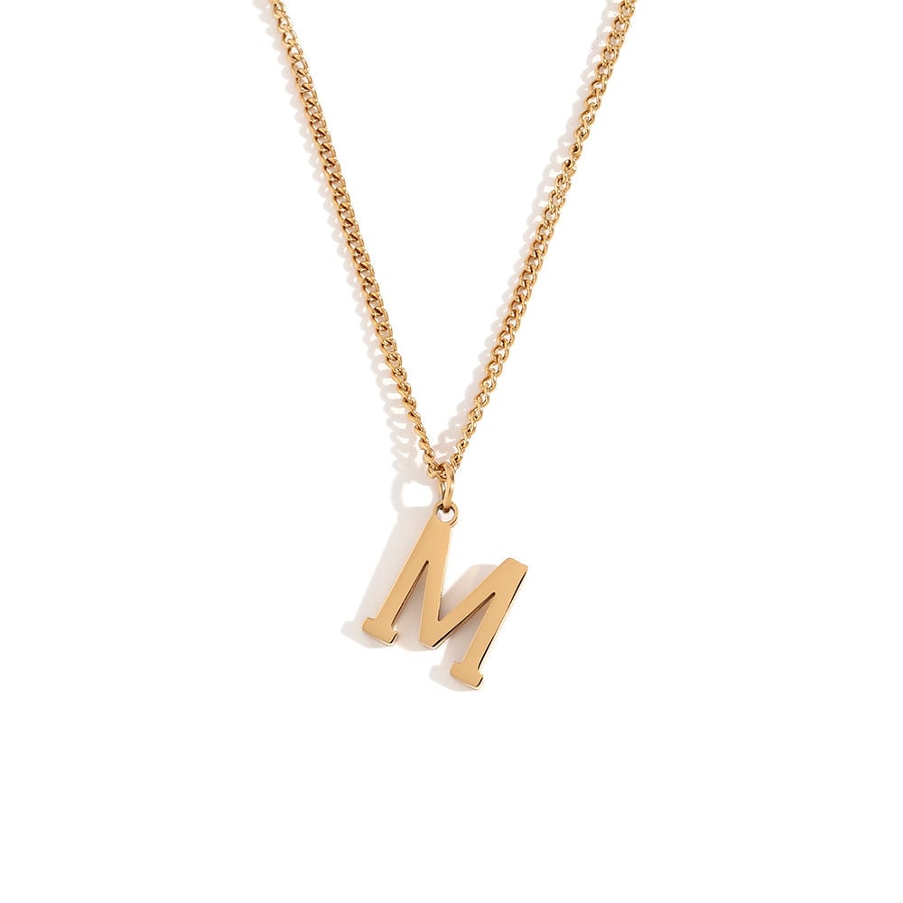 Fashion Letter Number Geometric Text Stainless Steel 18K Gold Plated Necklaces
