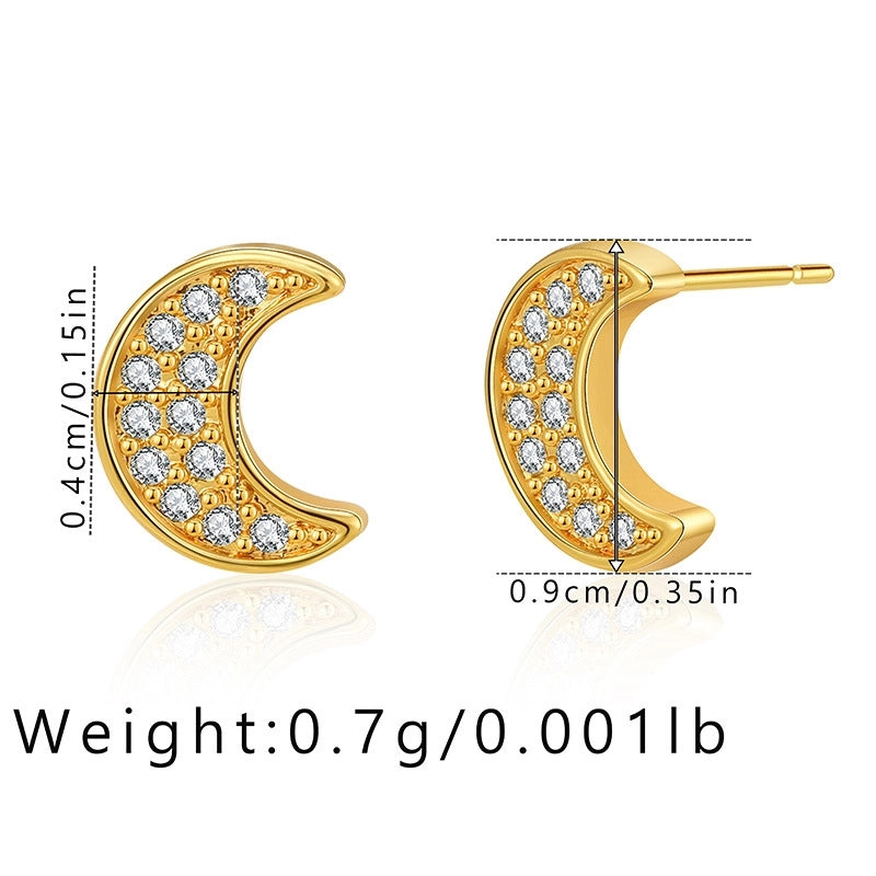 1 Pair Minimalist Geometric Inlay Copper Zircon 18K Gold Plated Ear Studs