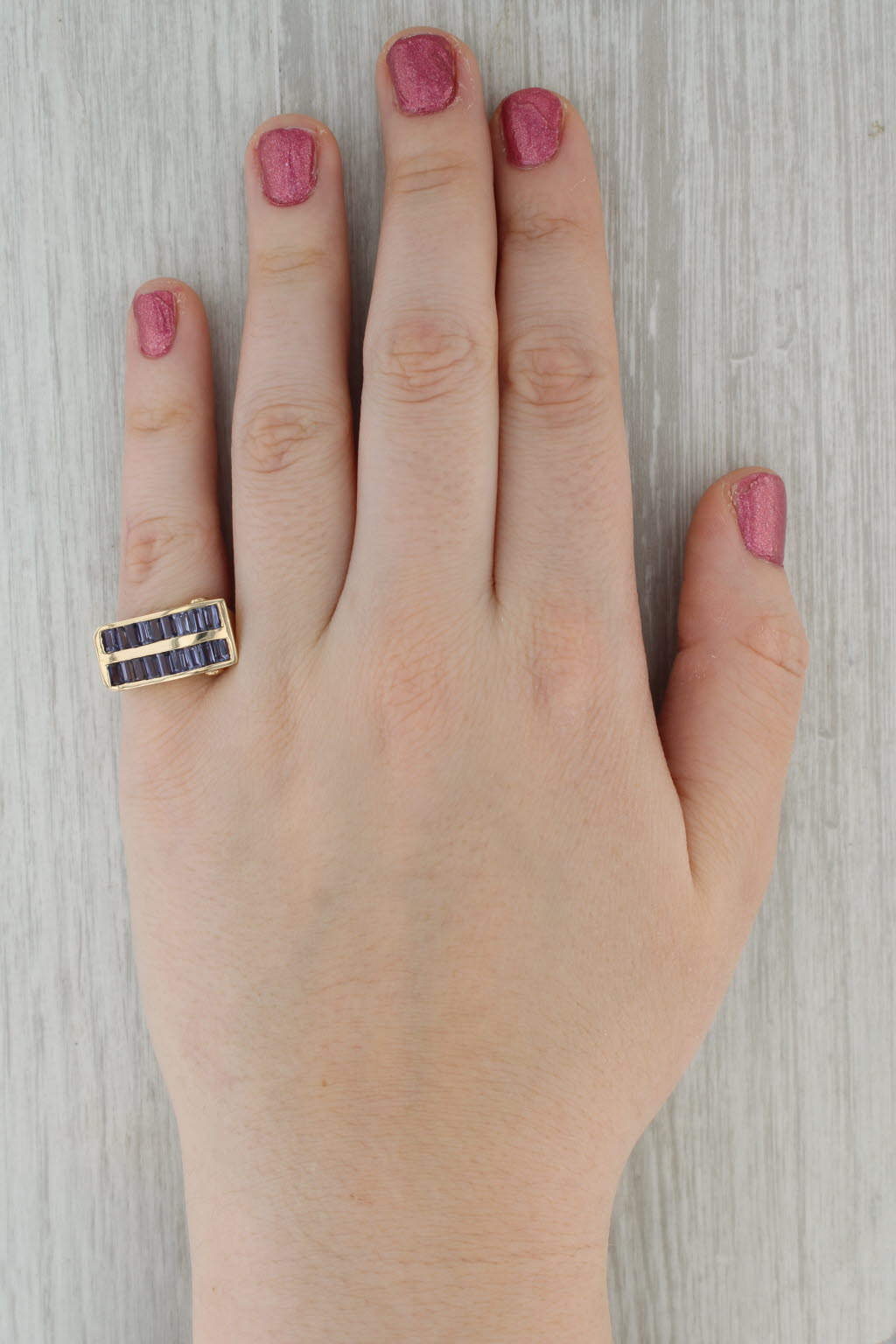 1.98ctw Iolite Tanzanite Ring 14k Yellow Gold Size 7 Abstract Cocktail