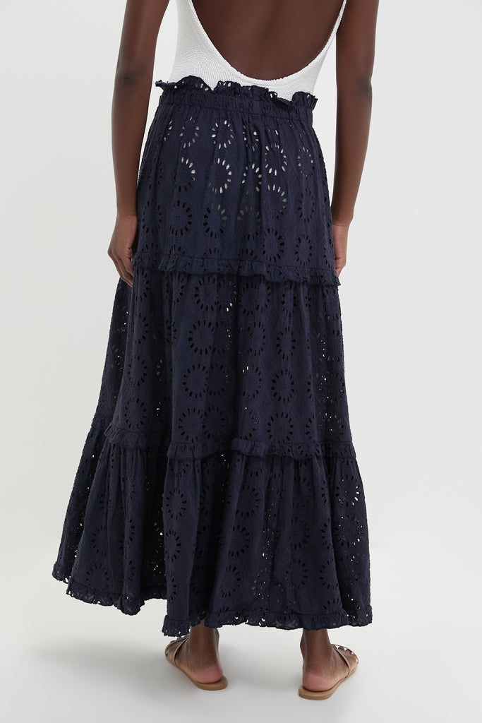 Navy Eyelet Prado Skirt