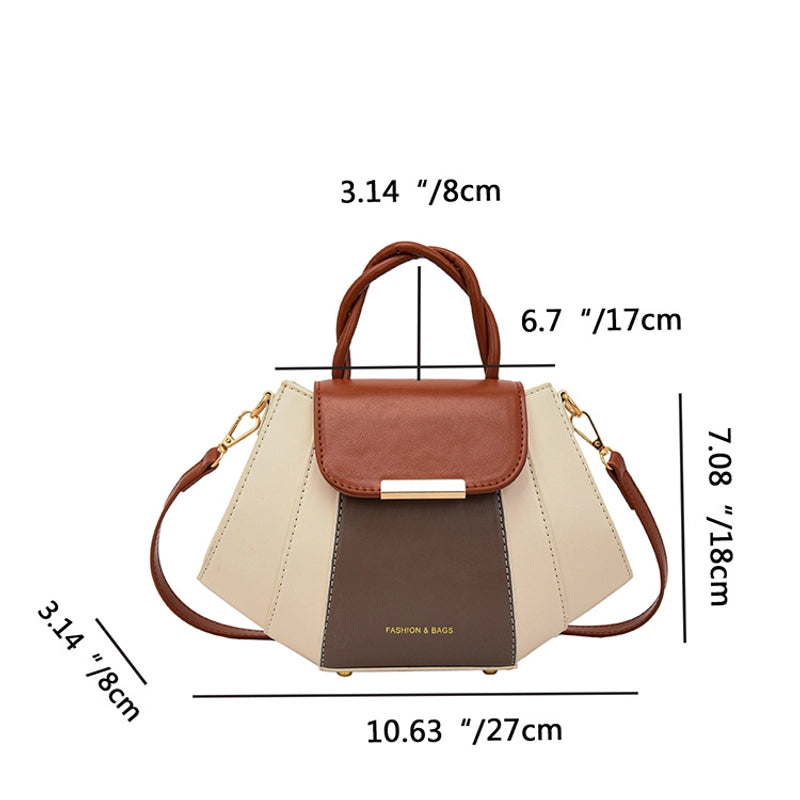 Women's Medium Pu Leather Color Block Streetwear Square Zipper Crossbody Bag