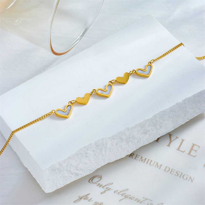 Minimalist Women Heart Titanium Steel Anklets