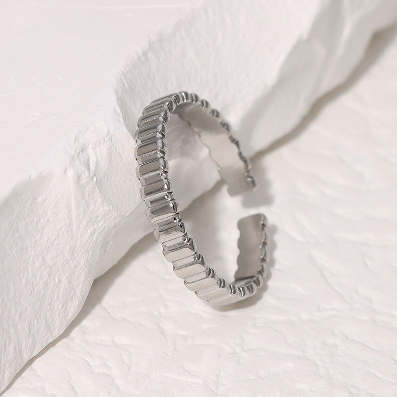 Open Ring Minimalist Stripe Geometric Stainless Steel Electroplating Rings