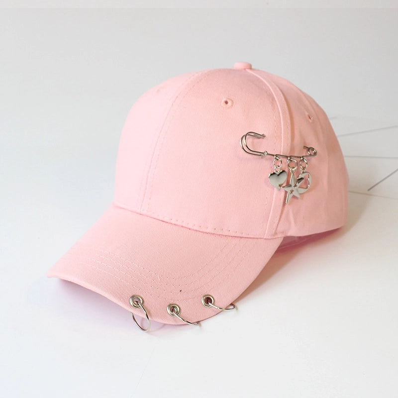 Hat Women's Korean Style Personality Chain Iron Ring Cap Student Children's Baseball Cap Spring And Summer Parent-Child Sunshade