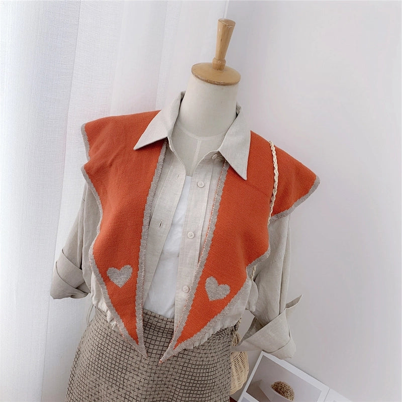 Women's Sweet Minimalist Polka Dots Heart Shape Flower Yarn Polyester Scarf Shawl