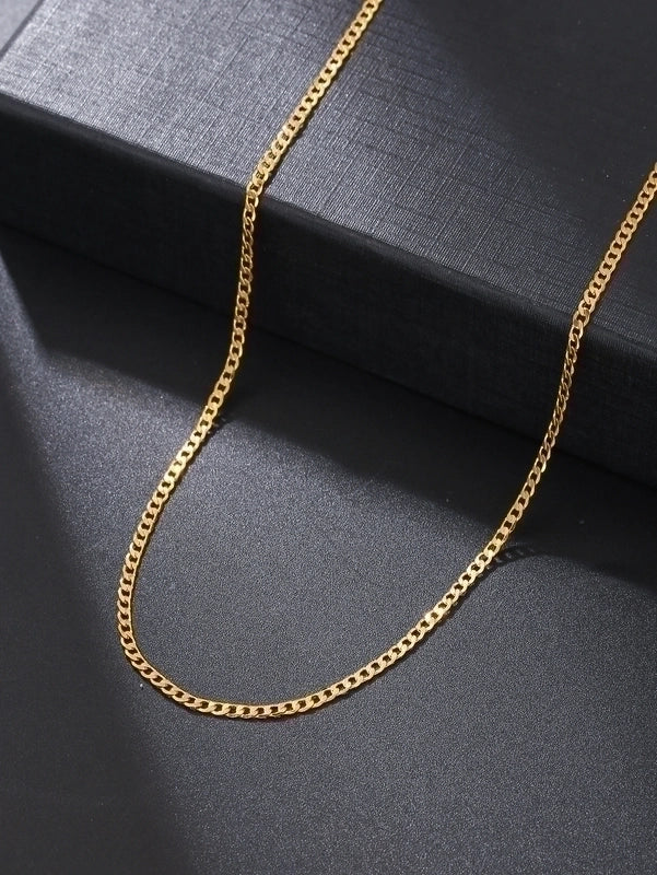 Vintage Style Solid Color Stainless Steel 14K Gold Plated Plating Pendant Necklace