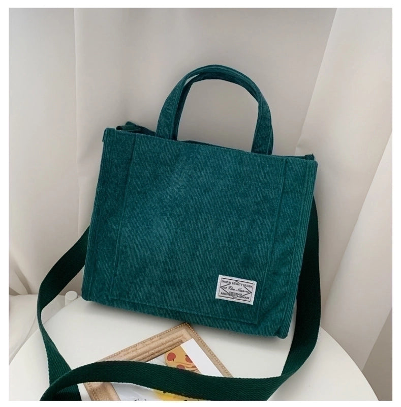 Women's Medium Summer Corduroy Solid Color Basic Square Magnetic Buckle Handbag