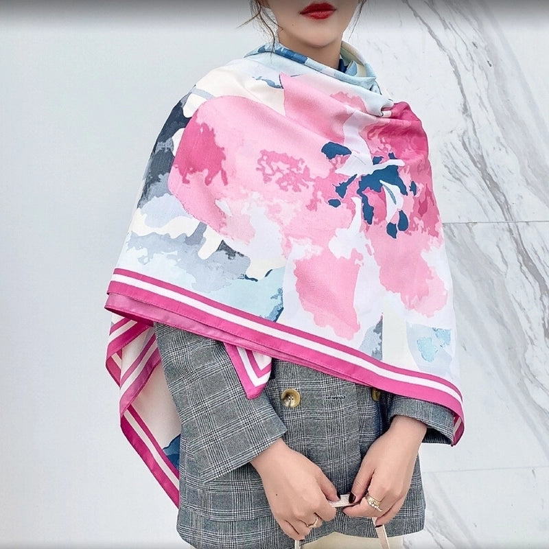 Women's Elegant Minimalist Plant Polyester Silk Scarf
