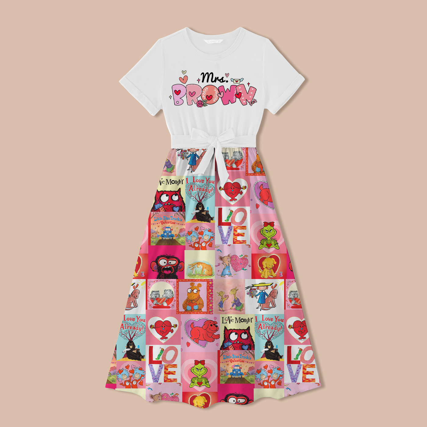 Personalized Draw Love Into Books Teacher One Piece Dress