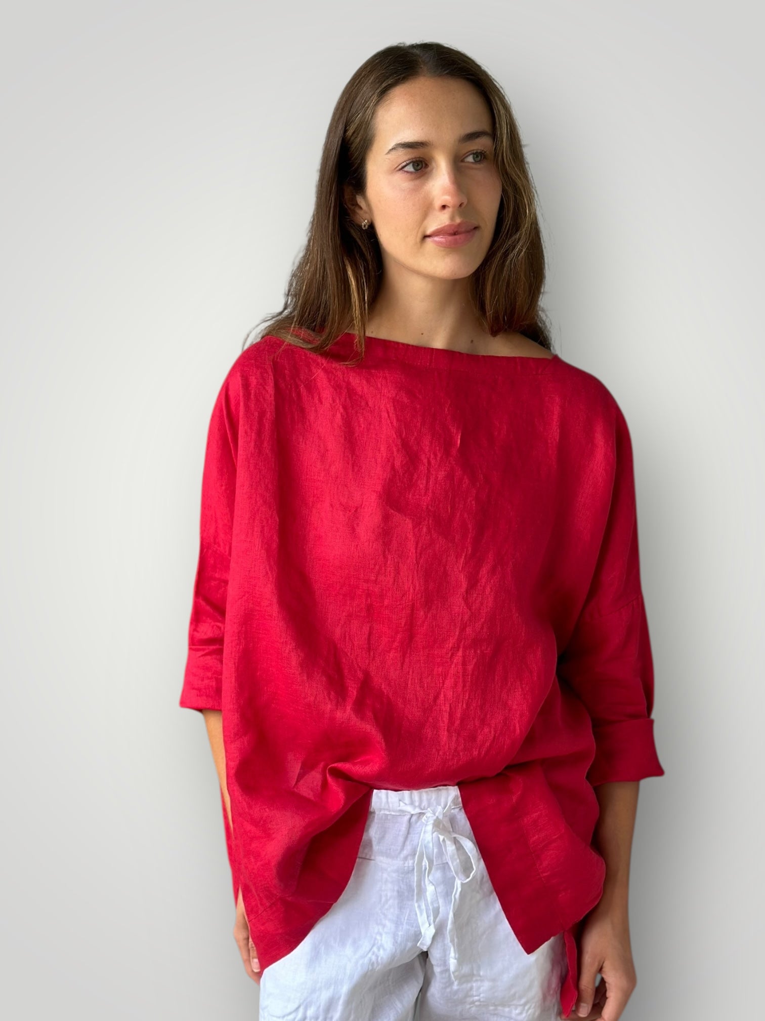 avril top - red linen